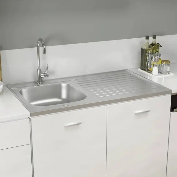 Zlew kuchenny z ociekaczem, srebrny, 1000x600x155 mm, stal Lumarko! Lumarko! - Hurtownia wielobranżowa Lumarko Bezpieczna płatność